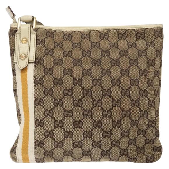 GUCCI GG Canvas Sherry Line Shoulder Bag Beige Gold - Picture 3 of 16